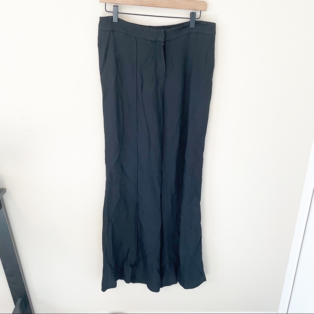 Ganni 100% Wool Wide Leg Flare Slit Pants